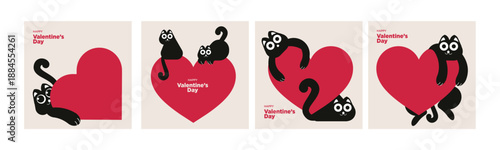 Valentines day greeting cards and banners. Vector illustration for Valentines day,  love message, social media and web banner, marketing.