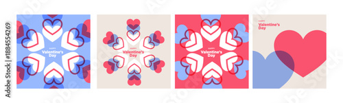 Valentines day greeting cards and banners. Vector illustration for Valentines day,  love message, social media and web banner, marketing.