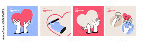Valentines day greeting cards and banners. Vector illustration for Valentines day,  love message, social media and web banner, marketing.