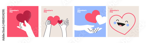Valentines day greeting cards and banners. Vector illustration for Valentines day,  love message, social media and web banner, marketing.