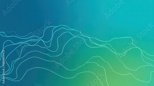 Teal and green wavy lines over smooth gradient background