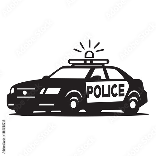Police Car Icon Silhouette Vector