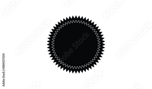 Black oval shape with sharp, pointed serrations around the edge, isolated vector graphic