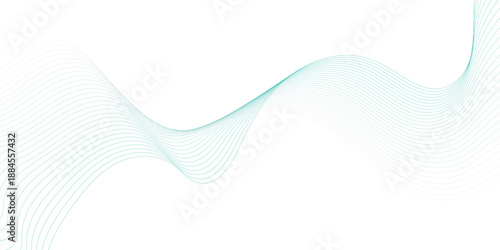 Abstract blue smooth wave on a white background. Dynamic sound wave. Design element. Vector illustration.