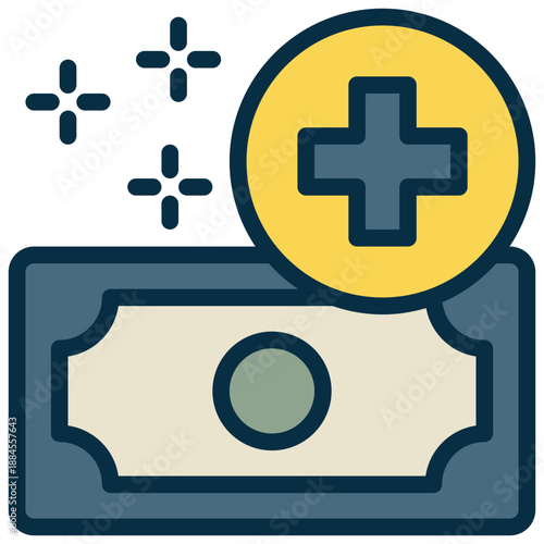 health wealth money wellness healthcare filled outline icon