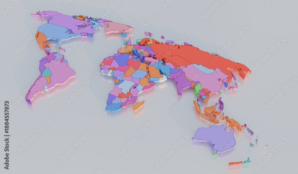 Obraz premium World map, continent map, simple, 3D illustration