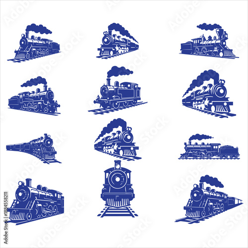 Steam Engine Train on Tracks svg Bundle