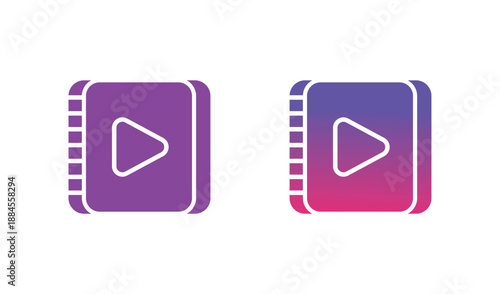 Purple and Pink Gradient Play Button Icons in Video Player Frames