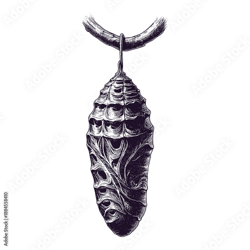 The cocoon of butterflies on the stalk