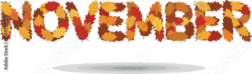November Typography A Seasonal Celebration of Autumn Leaves in Textual Form