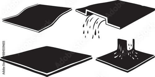 Four stages of erosion on a flat surface illustration