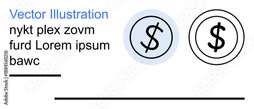 Financial management, currency exchange, monetary value, accounting tools, payment systems, economic transactions. Two circular dollar icons, one outlined one with a filled background. Financial