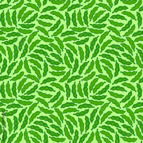 green soybeans or peas pattern background. Soybean seamless pattern background. edamame seamless pattern background. doodle edamame pattern background. 