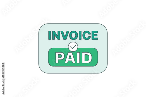 A vector graphic illustration of a green invoice paid stamp with a checkmark