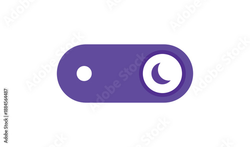 Purple toggle switch for night mode with crescent moon icon, indicating dark theme