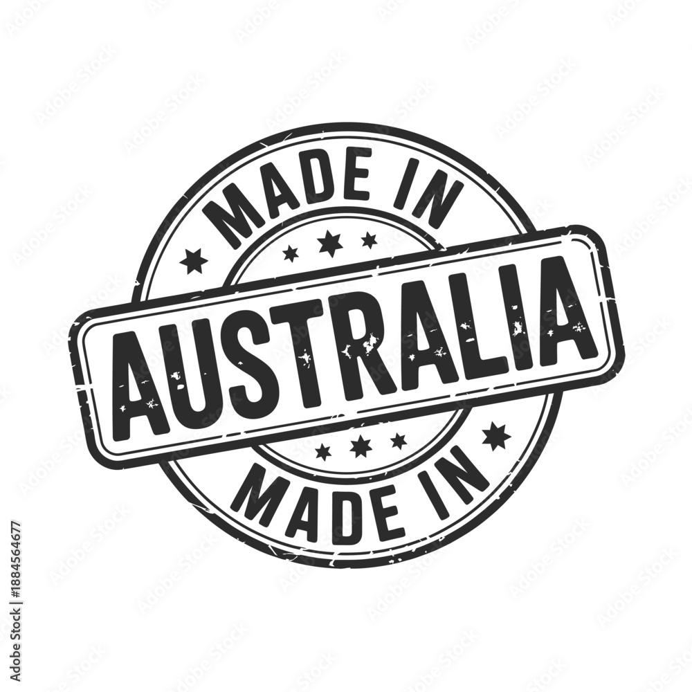 Fototapeta premium a vintage style badge graphic reading made in australia with star details