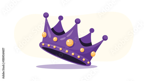 A vibrant purple crown with golden jewels is prominently displayed in this colorful illustration.