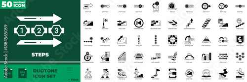 Steps Duotone Editable Icons set