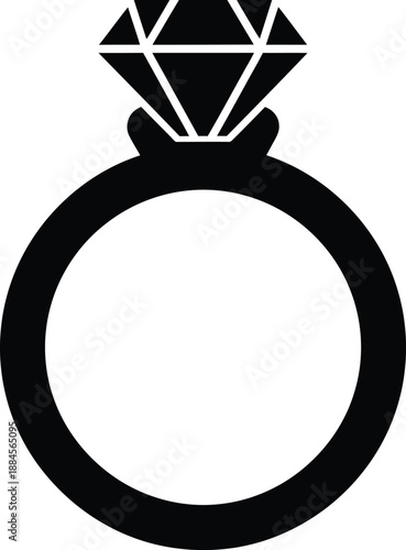 Valentine's day diamond ring silhouette isolated on transparent background