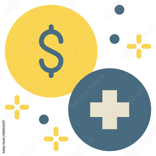 coin money wealth health flat style icon