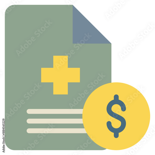 document paper report money health flat style icon