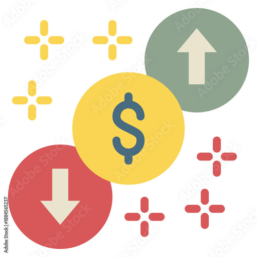 growth down money value health flat style icon