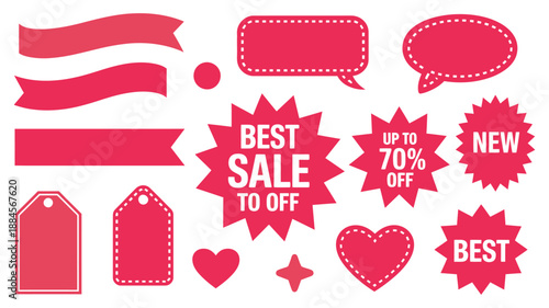 Red Sale and Discount Stickers, vector labels and banners for online store promotions product highlights retail marketing seasonal sale graphics
