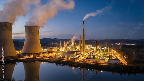 Nuclear Power Plant, nuclear energy, atomic power station, electricity generation, clean energy source, power plant infrastructure, energy production, nuclear reactor, industrial energy facility