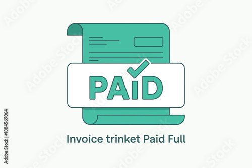 A vector graphic illustration of a paid invoice with a checkmark