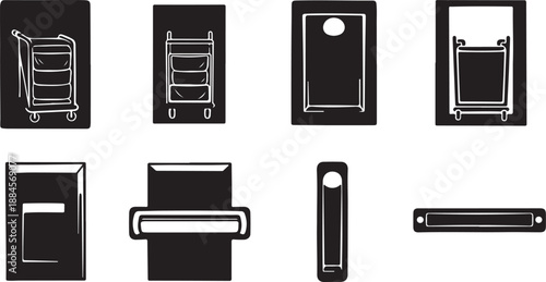 Collection of various door and handle designs and symbols