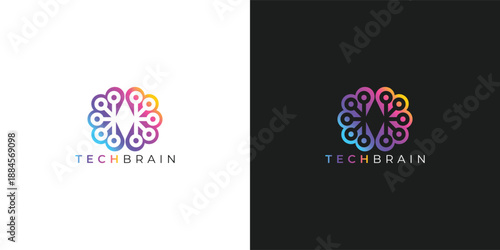 Trendy Professional Modern Brain Technology Logo for Digital Innovation and Technology Branding
