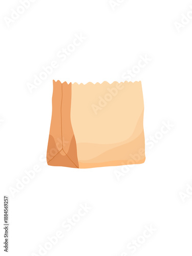 Empty paper grocery bag hand drawn illustration isolated