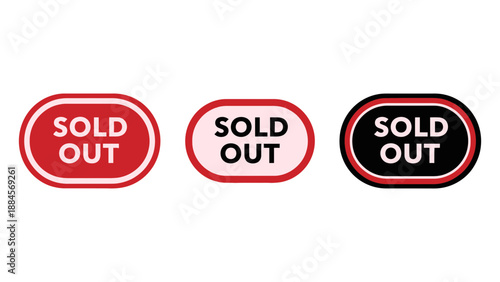 Collection of sold out badges for product unavailability status in e-commerce stores