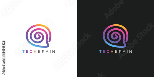 Trendy Professional Modern Brain Technology Logo for Digital Innovation and Technology Branding
