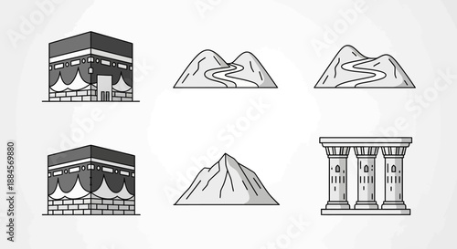 Haji Landmarks Infographic Map Icons