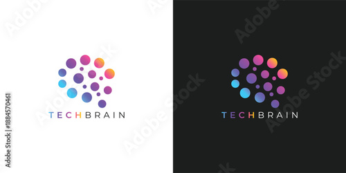Trendy Professional Modern Brain Technology Logo for Digital Innovation and Technology Branding