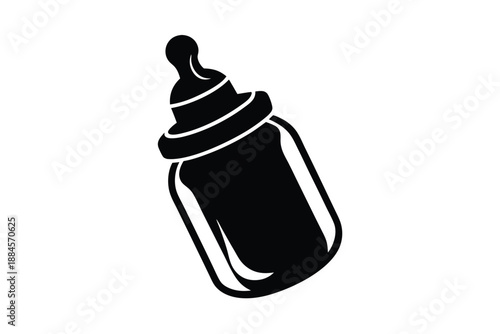 Feeding bottle silhouette on white background