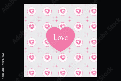 Structured heart shapes built from geometric floral elements.