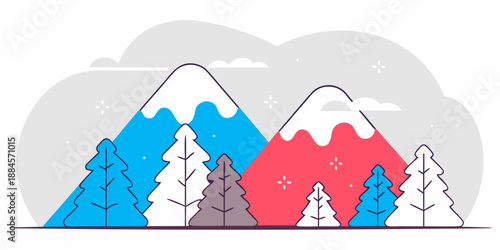 Colorful mountain landscape with trees