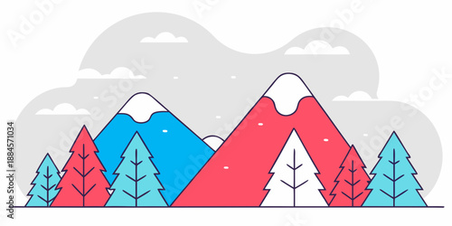 Colorful mountain landscape with trees