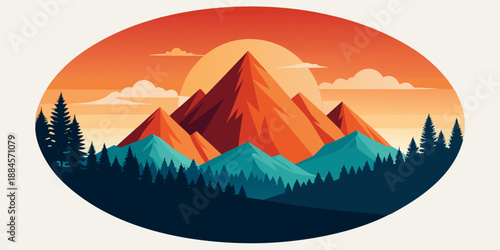 Vibrant sunset over majestic peaks