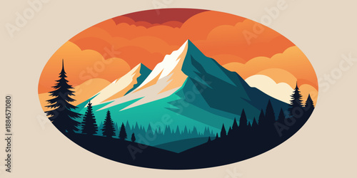 Serene mountain sunset