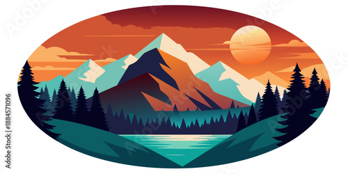 Serene mountain sunset