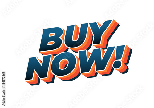 Bold and colorful text graphic that says BUY NOW! in 3D style, emphasizing urgency and action.