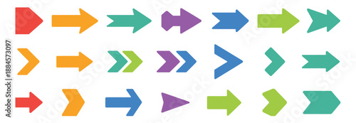 Colorful arrows set with arrow set icons, big black arrow icons, arrow cursor vector icon, arrow vector collection, modern simple arrows, and vector illustration