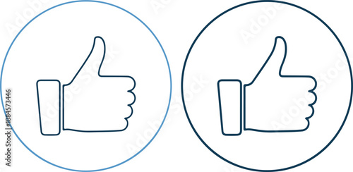 Two thumbs up icons in circle shapes with blue outline