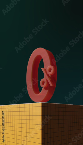 Percent Symbol 3D Render Concept Yellow Platform