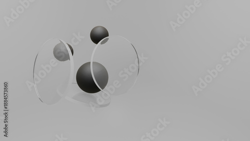 Wallpaper Mural Floating Spheres Glass Rings 3D Composition Abstract Background Torontodigital.ca