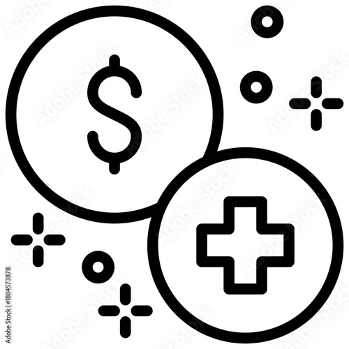 coin money wealth health simple line icon