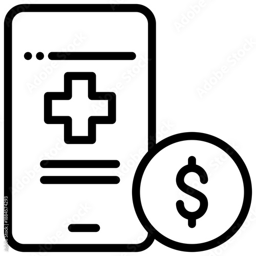 mobile online smartphone money health simple line icon